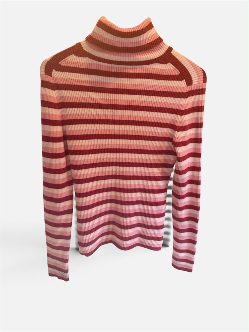 Express Pink & Cream Striped Turtleneck Cold-Shoulder Sweater